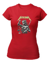 T-Shirt Στενή Γραμμή Γυναικείο - Goddess Of Bitcoin - Color Thumbnail Κόκκινο