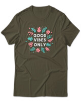 T-Shirt Unisex - Good Vibes Only - Color Thumbnail Χακί