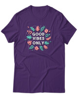 T-Shirt Unisex - Good Vibes Only - Color Thumbnail Σκούρο Μωβ