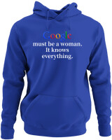 Φούτερ με κουκούλα - Google Must Be Woman - Color Thumbnail Μπλε Ρουά