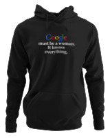 Φούτερ με κουκούλα - Google Must Be Woman - Color Thumbnail Μαύρο