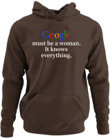 Φούτερ με κουκούλα - Google Must Be Woman - Color Thumbnail Καφέ
