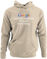 Φούτερ με κουκούλα - Google Must Be Woman - Color Thumbnail Μπέζ