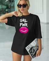 T-Shirt Classic - Grl Power Lips - Color Thumbnail BLACK