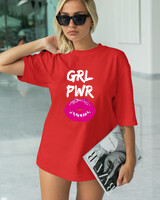 T-Shirt Classic - Grl Power Lips - Color Thumbnail RED