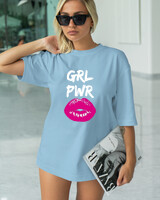 T-Shirt Classic - Grl Power Lips - Color Thumbnail SKY BLUE