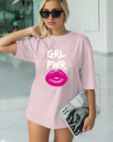 T-Shirt Classic - Grl Power Lips - Color Thumbnail PALE PINK