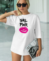 T-Shirt Classic - Grl Power Lips - Color Thumbnail WHITE