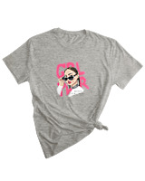 T-Shirt Woman Fashion Γυναικείο - Grl Power - Color Thumbnail GREY MELANZE