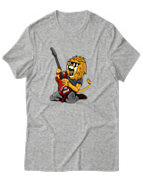 T-Shirt Αντρικό - Guitarist Lion - Color Thumbnail Γκρι Μελανζέ