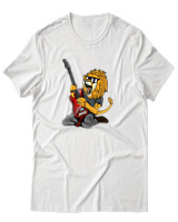 T-Shirt Αντρικό - Guitarist Lion - Color Thumbnail Άσπρο