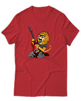 T-Shirt Αντρικό - Guitarist Lion - Color Thumbnail Κόκκινο