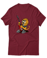 T-Shirt Αντρικό - Guitarist Lion - Color Thumbnail Σκούρο Κόκκινο