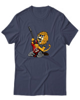 T-Shirt Αντρικό - Guitarist Lion - Color Thumbnail Μπλε Γκρι