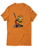 T-Shirt Αντρικό - Guitarist Lion - Color Thumbnail Πορτοκαλί