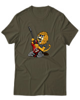 T-Shirt Αντρικό - Guitarist Lion - Color Thumbnail Χακί