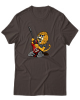 T-Shirt Αντρικό - Guitarist Lion - Color Thumbnail Καφέ