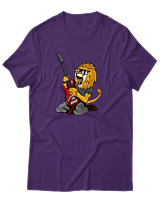 T-Shirt Αντρικό - Guitarist Lion - Color Thumbnail Σκούρο Μωβ
