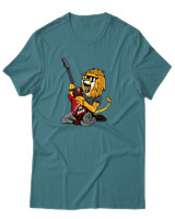 T-Shirt Αντρικό - Guitarist Lion - Color Thumbnail Μπλε Πράσινο