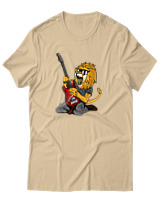 T-Shirt Αντρικό - Guitarist Lion - Color Thumbnail Μπεζ