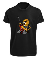 T-Shirt Fit Αντρικό - Guitarist Lion - Color Thumbnail Μαύρο