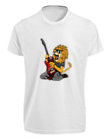 T-Shirt Fit Αντρικό - Guitarist Lion - Color Thumbnail 'Ασπρο