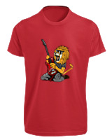 T-Shirt Fit Αντρικό - Guitarist Lion - Color Thumbnail Κόκκινο