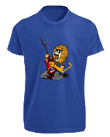 T-Shirt Fit Αντρικό - Guitarist Lion - Color Thumbnail Μπλε Ρουά
