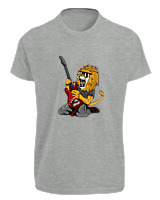 T-Shirt Fit Αντρικό - Guitarist Lion - Color Thumbnail Γκρι Μελανζέ