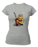 T-Shirt Στενή Γραμμή Γυναικείο - Guitarist Lion - Color Thumbnail Γκρι Μελανζέ