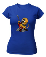 T-Shirt Στενή Γραμμή Γυναικείο - Guitarist Lion - Color Thumbnail Μπλε Ρουά