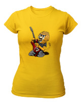 T-Shirt Στενή Γραμμή Γυναικείο - Guitarist Lion - Color Thumbnail Χρυσό Κίτρινο