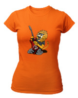 T-Shirt Στενή Γραμμή Γυναικείο - Guitarist Lion - Color Thumbnail Πορτοκαλί
