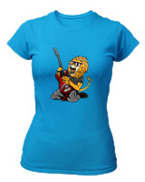 T-Shirt Στενή Γραμμή Γυναικείο - Guitarist Lion - Color Thumbnail Τιρκουάζ