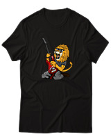 T-Shirt  Γυναικείο - Guitarist Lion - Color Thumbnail Μαύρο