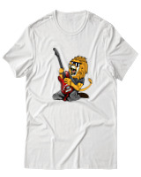 T-Shirt  Γυναικείο - Guitarist Lion - Color Thumbnail Άσπρο