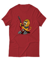 T-Shirt  Γυναικείο - Guitarist Lion - Color Thumbnail Κόκκινο