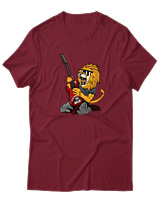 T-Shirt  Γυναικείο - Guitarist Lion - Color Thumbnail Σκούρο Κόκκινο