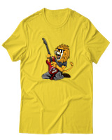 T-Shirt  Γυναικείο - Guitarist Lion - Color Thumbnail Κίτρινο Χρυσό