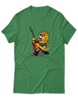 T-Shirt  Γυναικείο - Guitarist Lion - Color Thumbnail Πράσινο