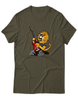T-Shirt  Γυναικείο - Guitarist Lion - Color Thumbnail Χακί