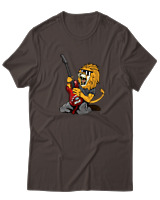 T-Shirt  Γυναικείο - Guitarist Lion - Color Thumbnail Καφέ