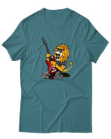 T-Shirt  Γυναικείο - Guitarist Lion - Color Thumbnail Μπλέ Πράσινο