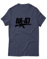 T-Shirt Αντρικό - Guns Ak47 - Color Thumbnail Μπλε Γκρι