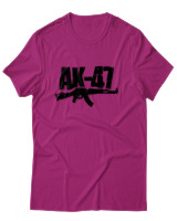T-Shirt Αντρικό - Guns Ak47 - Color Thumbnail Φουξια