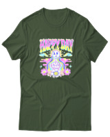 T-Shirt  Γυναικείο - Happy Day - Color Thumbnail Κυπαρισσί