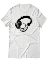 T-Shirt Αντρικό - Headphones - Color Thumbnail Άσπρο