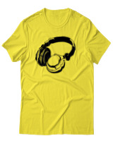 T-Shirt Αντρικό - Headphones - Color Thumbnail Κίτρινο