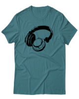 T-Shirt Αντρικό - Headphones - Color Thumbnail Μπλε Πράσινο
