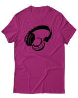 T-Shirt Αντρικό - Headphones - Color Thumbnail Φουξια
